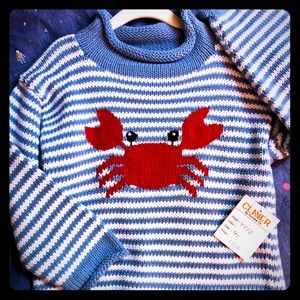 NWT Claver Crab Sweater, size 4T, Blue and White